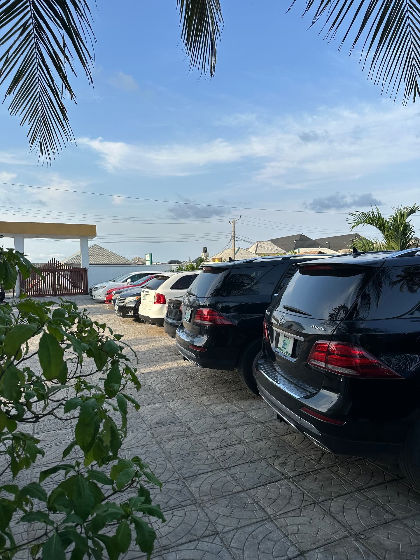 Cars parked inside the Jet Beach Club gate
